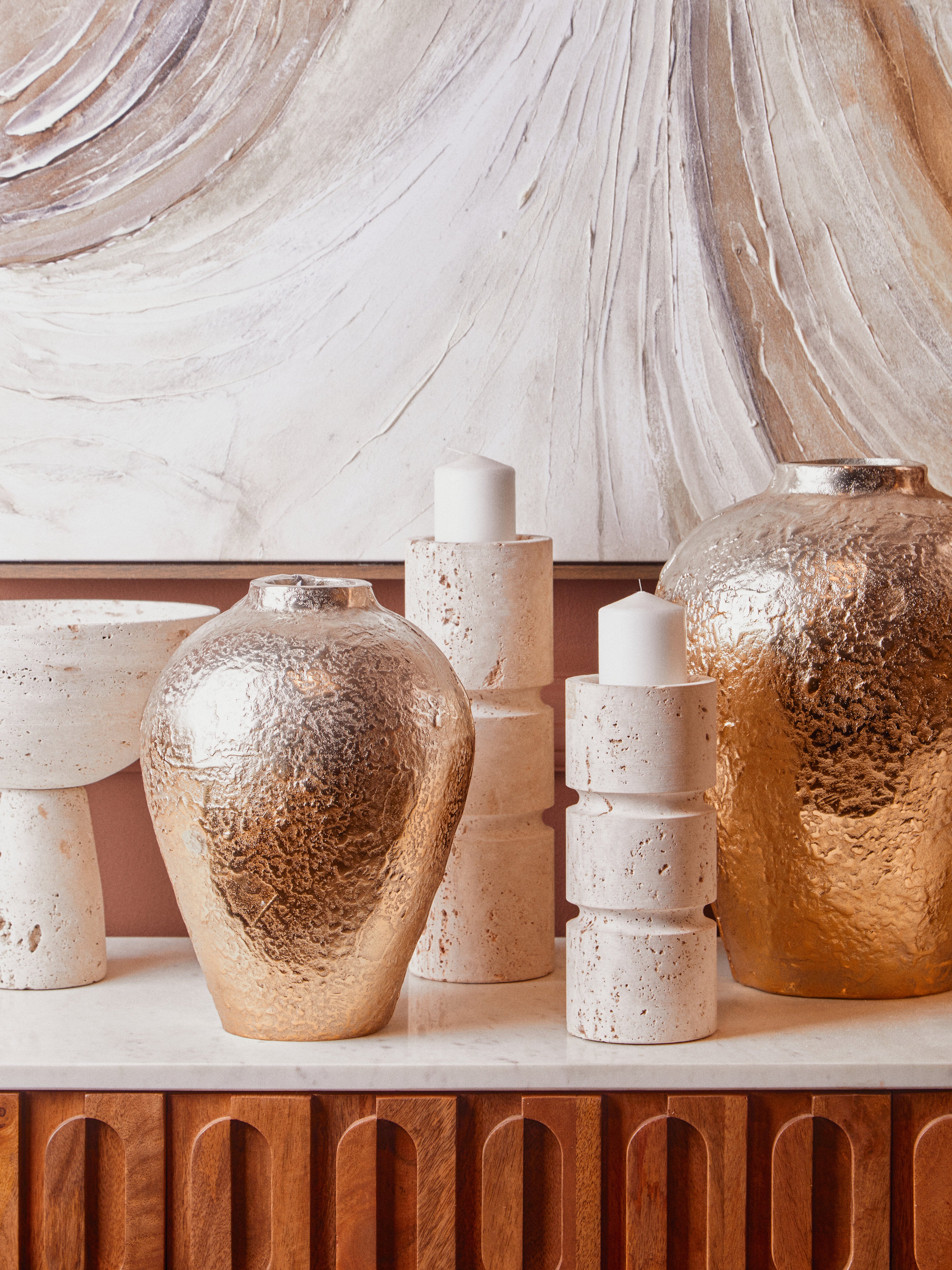 Acero Ombre Silver & Gold Finish Vase | Small